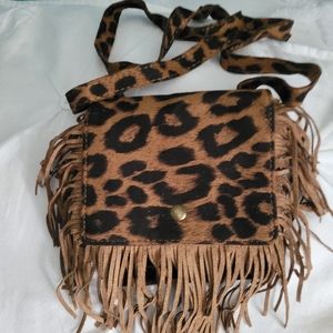 Faux suede cross body purse